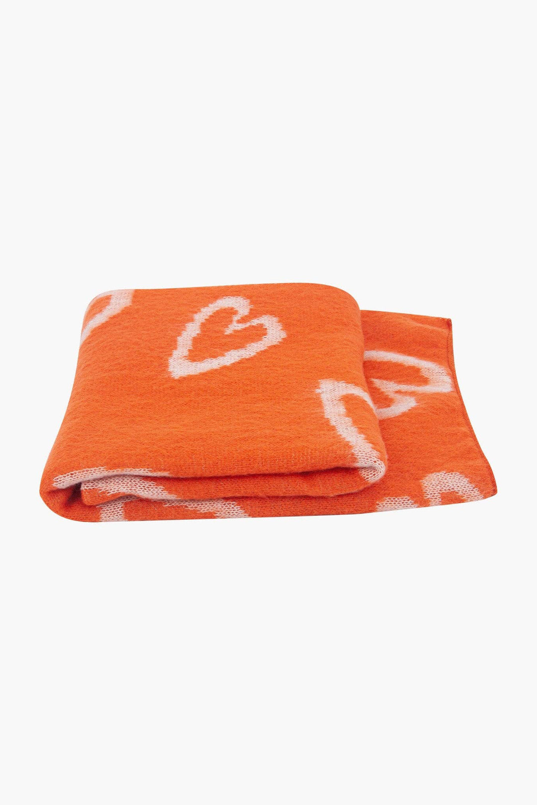 Burnt Orange & Cream Sketched Hearts Knit Scarf