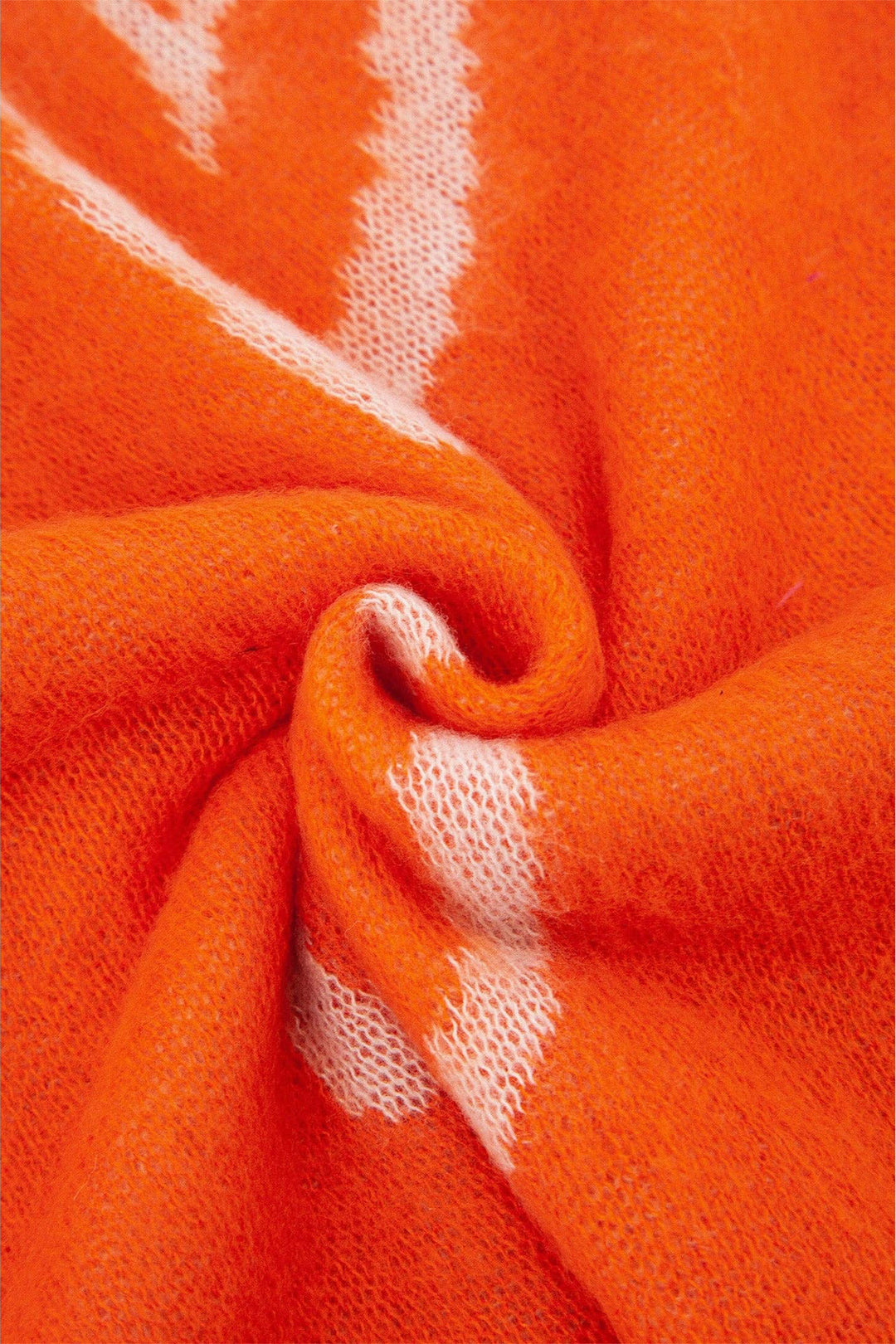 Burnt Orange & Cream Sketched Hearts Knit Scarf