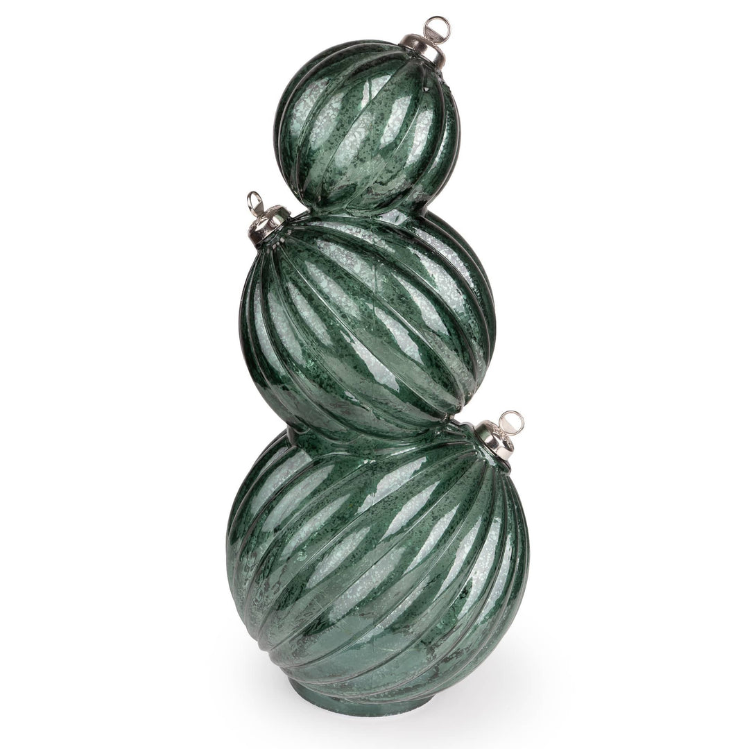 3 Stacking Glass Baubles with LED Lights - Green Hummingbird