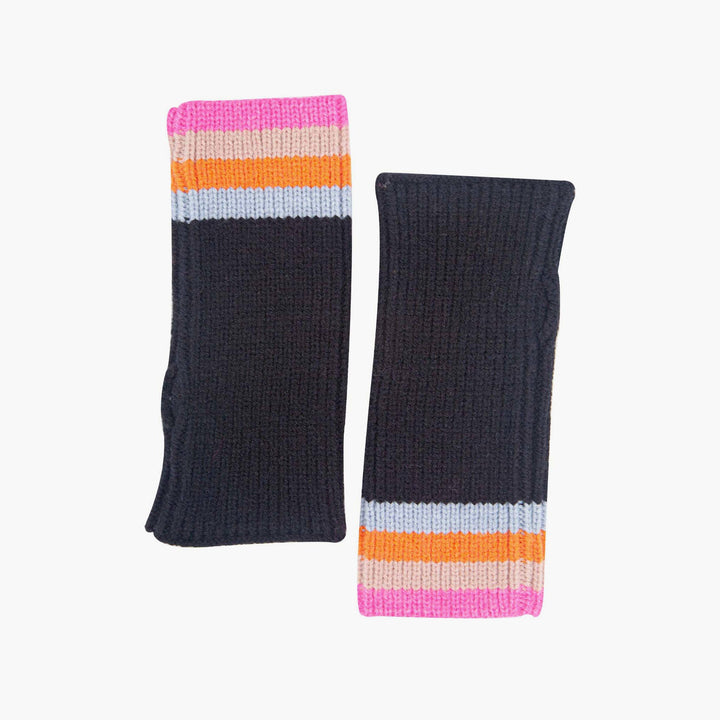 Black Rainbow Stripe Wrist Warmers