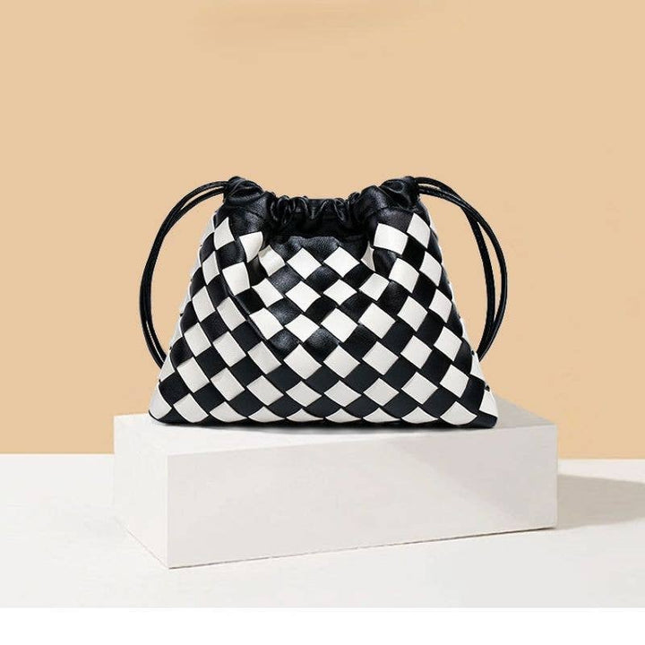 Monochrome Drawstring Pouch Shoulder Bag