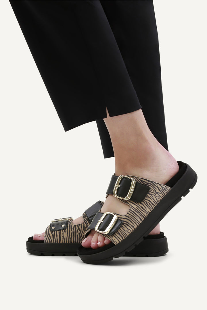 Caprice 27202 Beige Zebra Leather Sandals