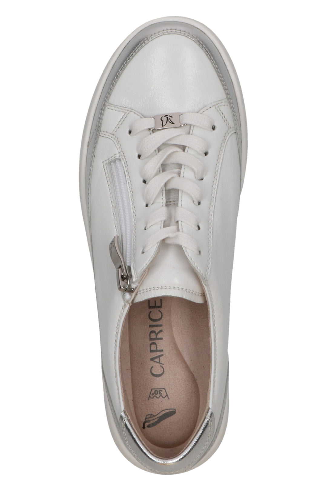 Caprice 9-23759-46-183 White Silver Leather Trainers