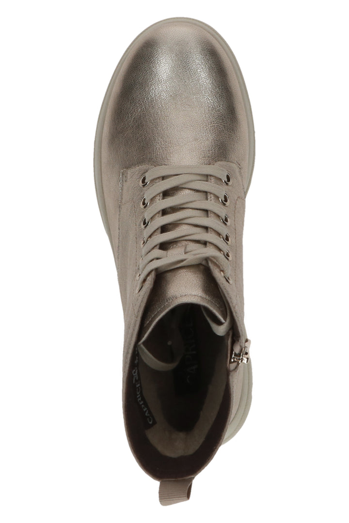 Silver high-top sneaker on a white background