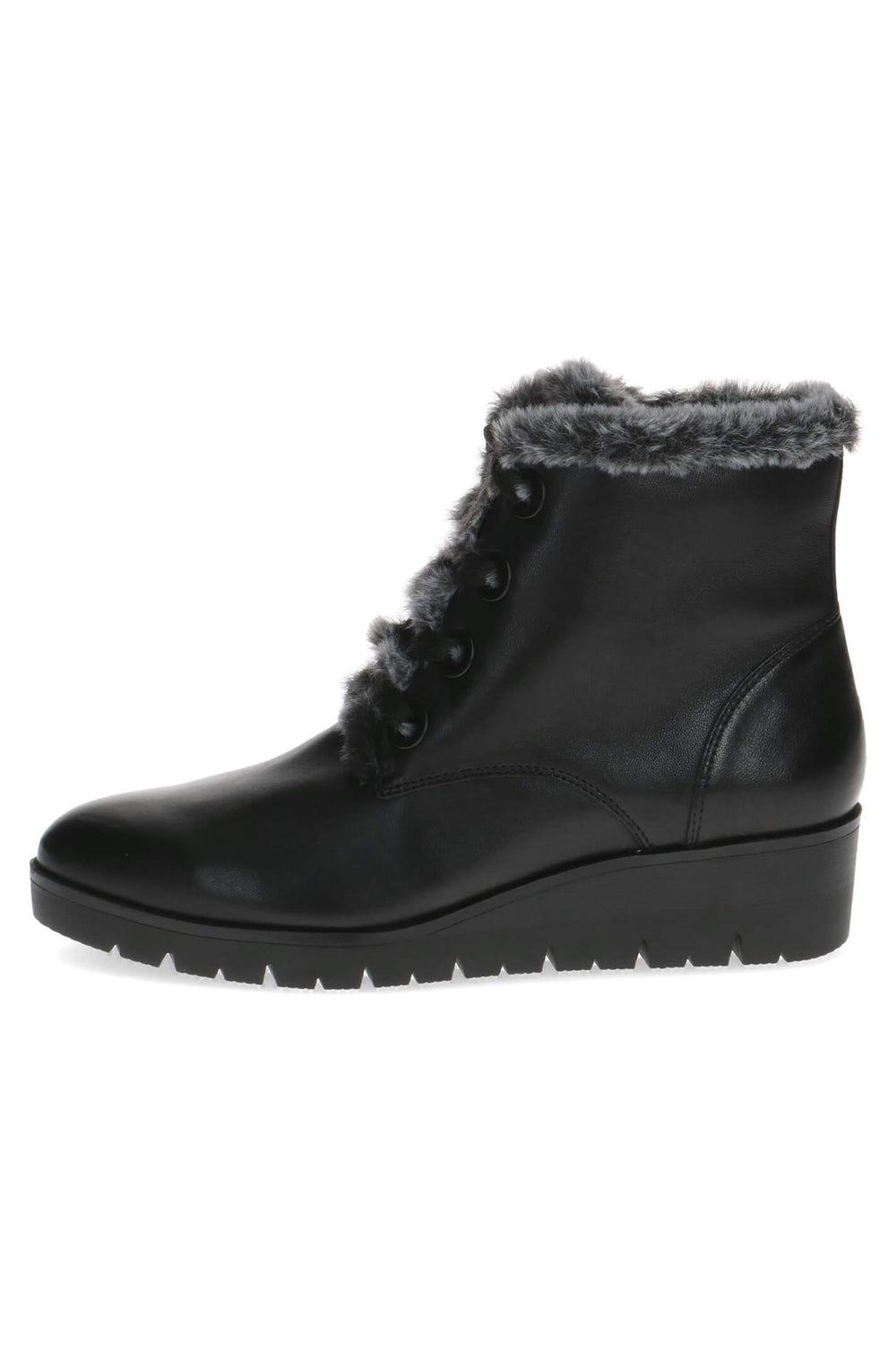 Caprice Antonette 25322 Black Soft Nappa Leather Faux Fur Trim Boots - Experience Boutique
