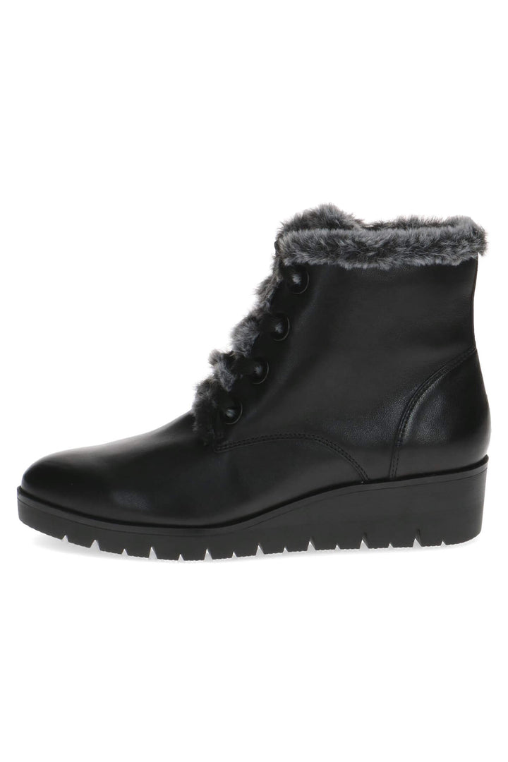 Caprice Antonette 25322 Black Soft Nappa Leather Faux Fur Trim Boots - Experience Boutique