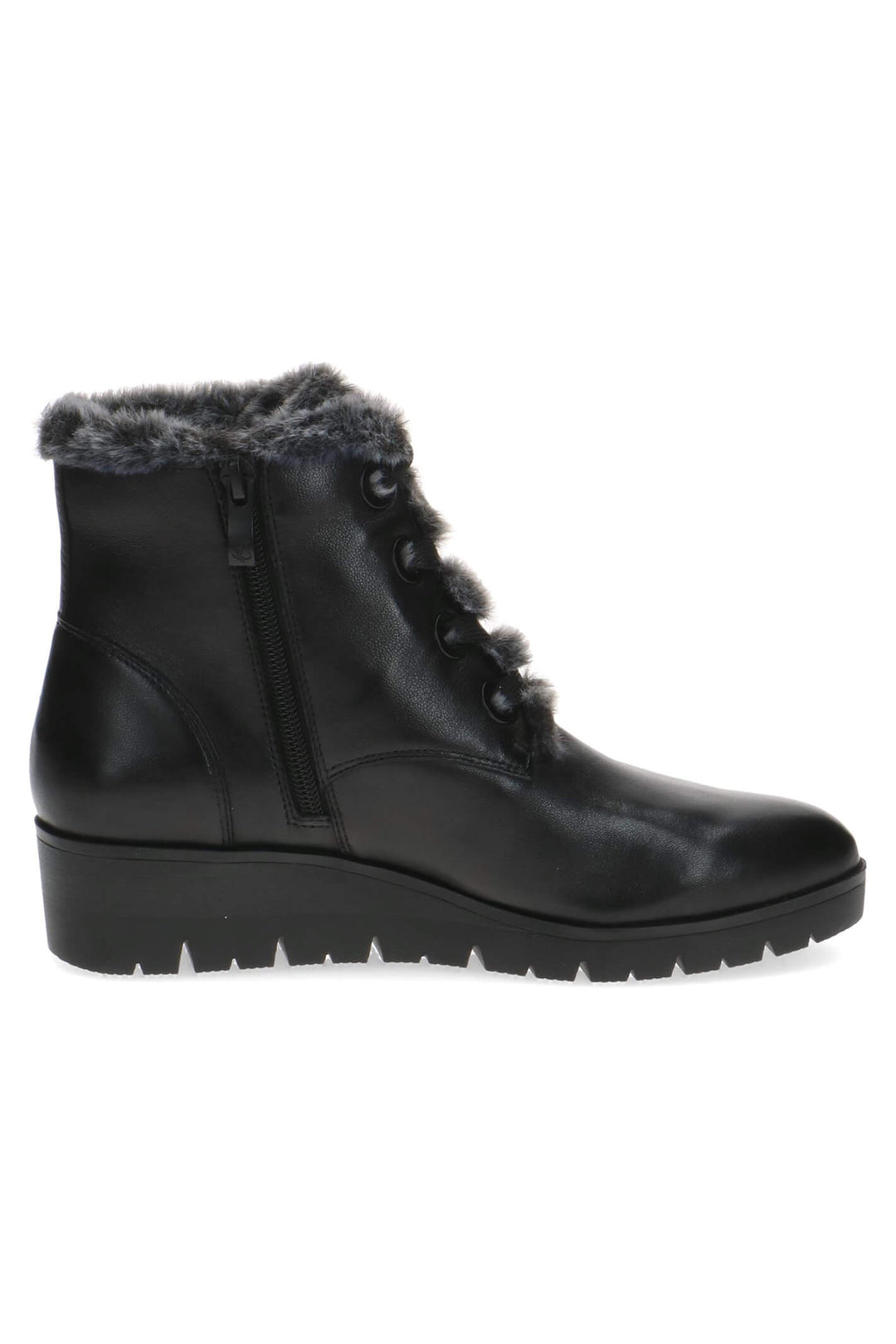 Caprice Antonette 25322 Black Soft Nappa Leather Faux Fur Trim Boots - Experience Boutique