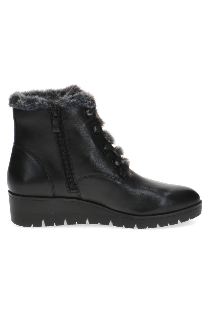 Caprice Antonette 25322 Black Soft Nappa Leather Faux Fur Trim Boots - Experience Boutique