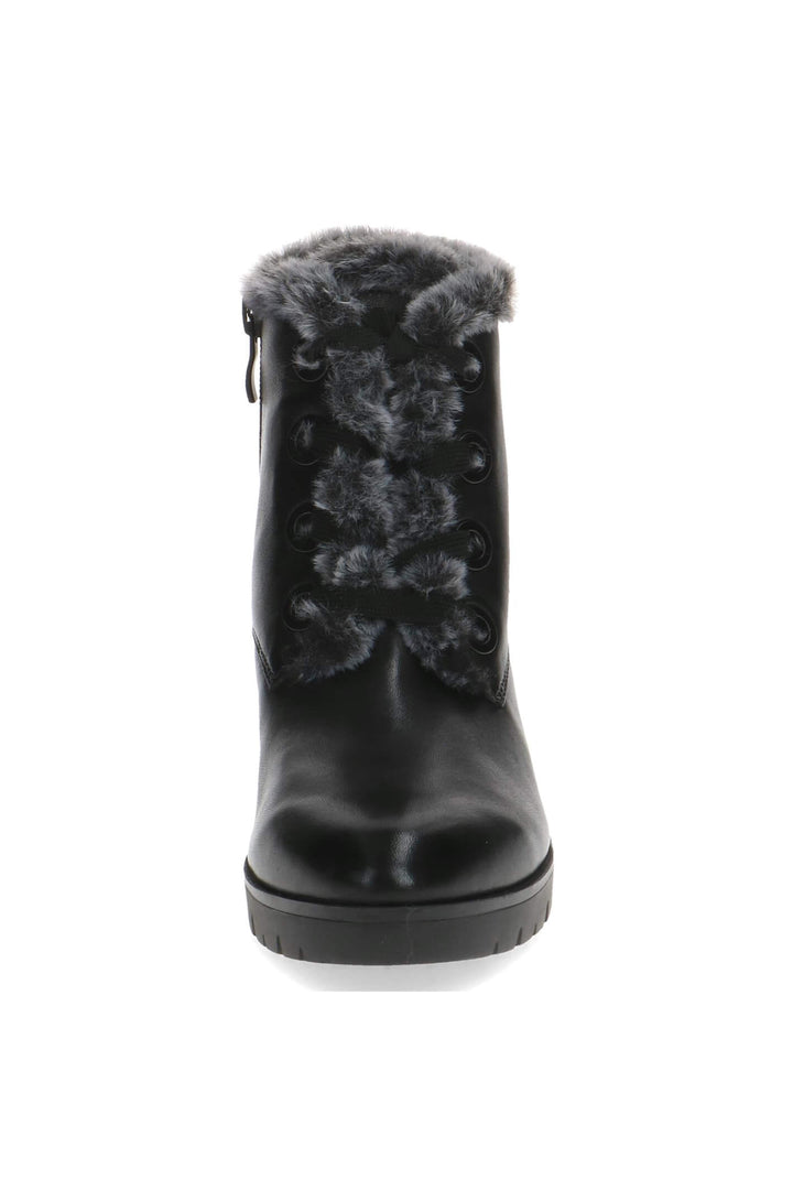 Caprice Antonette 25322 Black Soft Nappa Leather Faux Fur Trim Boots - Experience Boutique