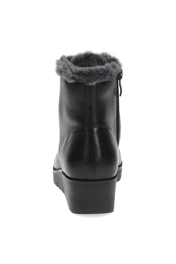 Caprice Antonette 25322 Black Soft Nappa Leather Faux Fur Trim Boots - Experience Boutique