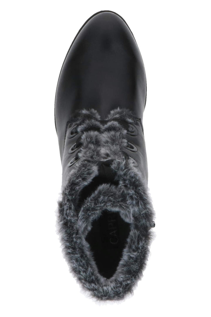 Caprice Antonette 25322 Black Soft Nappa Leather Faux Fur Trim Boots - Experience Boutique