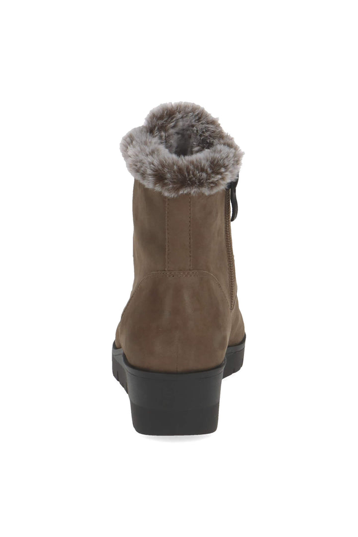 Caprice Antonette 25322 Olive Pearl Faux Fur Trim Leather Boots - Experience Boutique