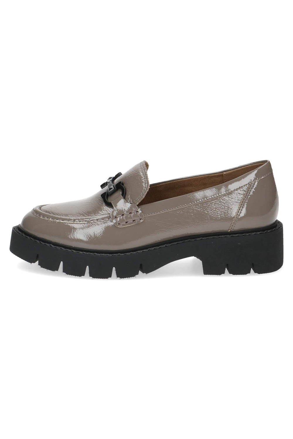 Caprice Arabella 24708 Taupe Patent Leather Loafer Shoes - Exoerience Boutique
