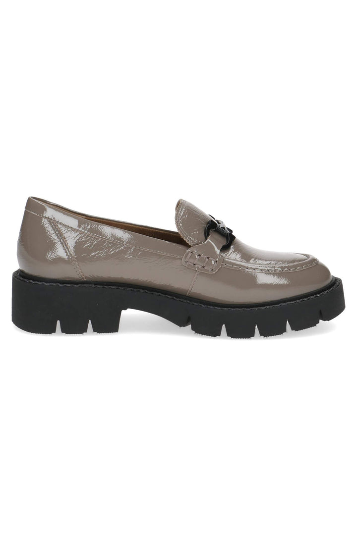 Caprice Arabella 24708 Taupe Patent Leather Loafer Shoes - Exoerience Boutique