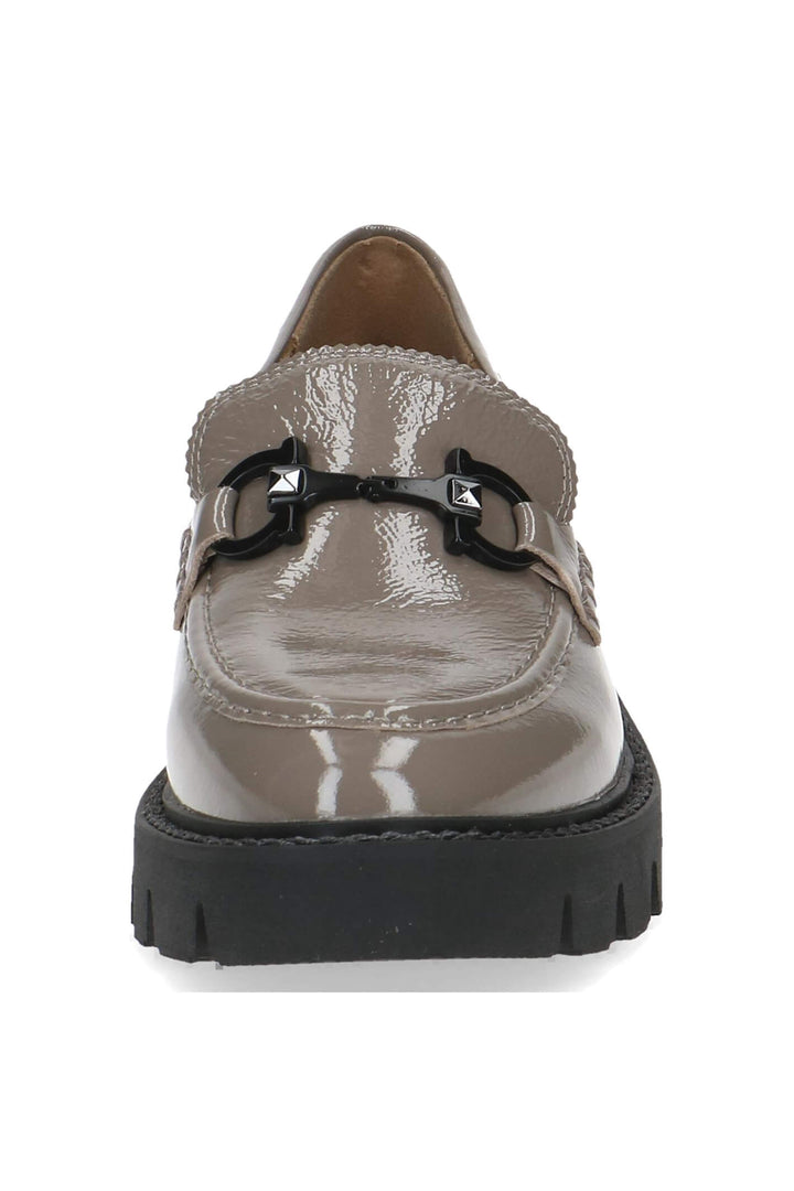 Caprice Arabella 24708 Taupe Patent Leather Loafer Shoes - Exoerience Boutique