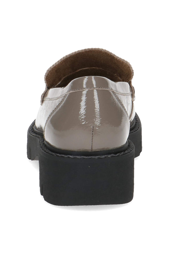 Caprice Arabella 24708 Taupe Patent Leather Loafer Shoes - Exoerience Boutique