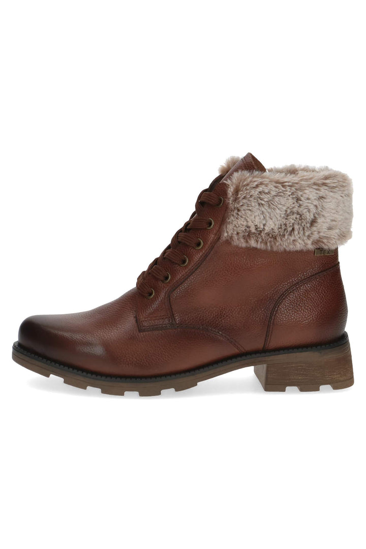 Caprice Kelli 26224 Cognac Brown Faux Fur Cuff Leather Boots - Experience Boutique