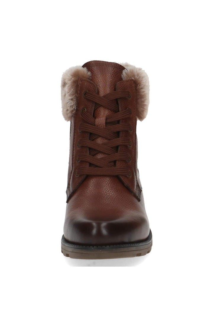 Caprice Kelli 26224 Cognac Brown Faux Fur Cuff Leather Boots - Experience Boutique