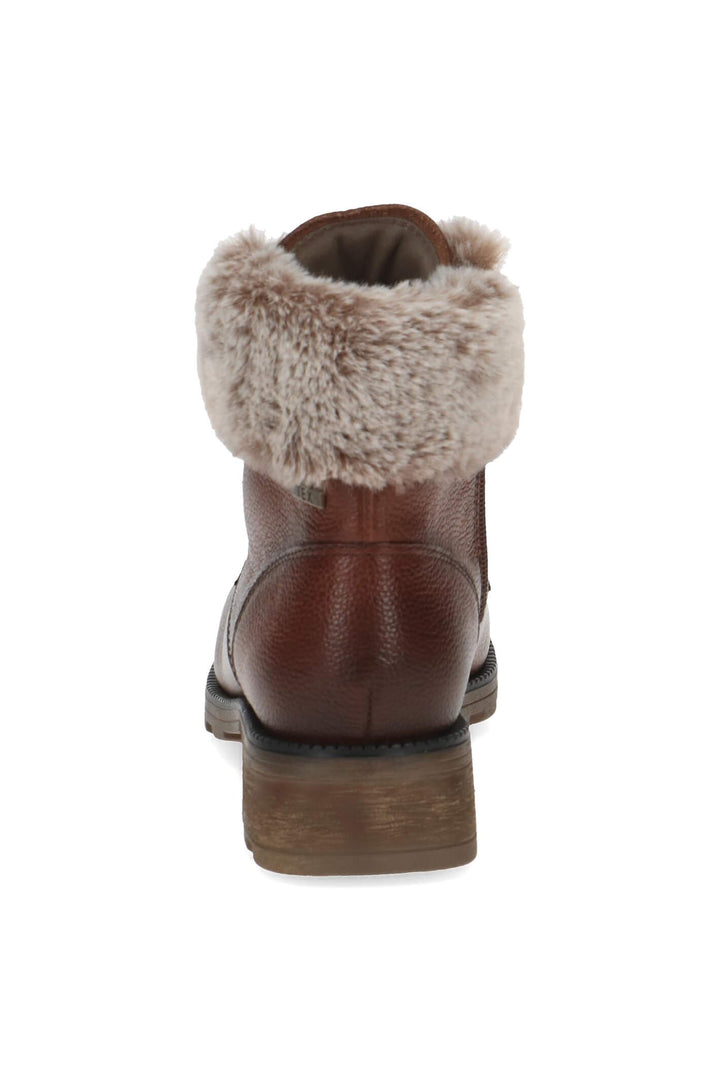 Caprice Kelli 26224 Cognac Brown Faux Fur Cuff Leather Boots - Experience Boutique