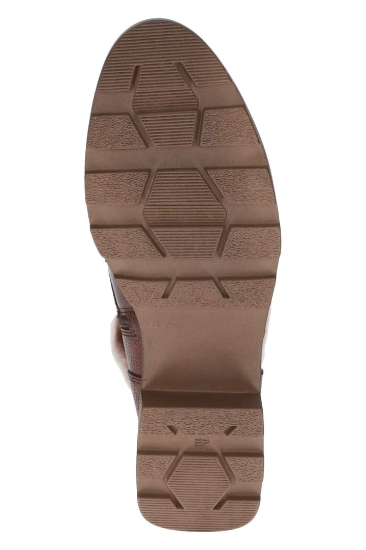 Caprice Kelli 26224 Cognac Brown Faux Fur Cuff Leather Boots - Experience Boutique