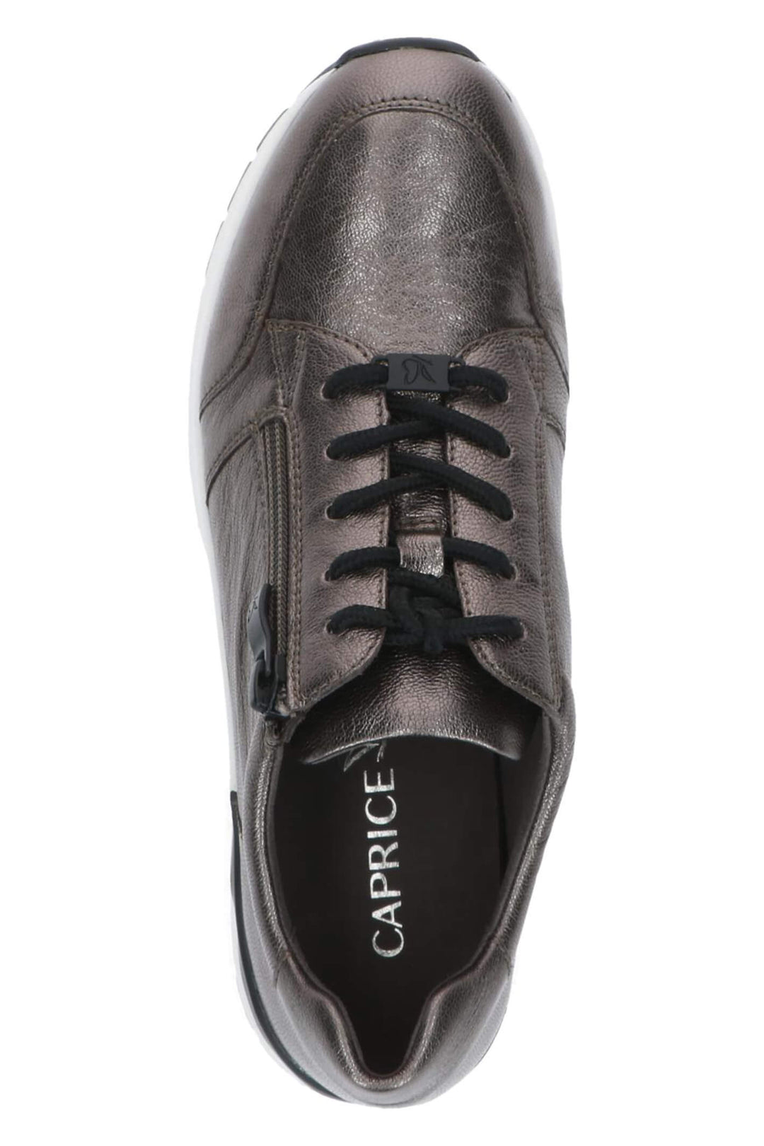 Caprice Lea 23755 Brown Piombo Metallic Leather Trainers - Experience Boutique