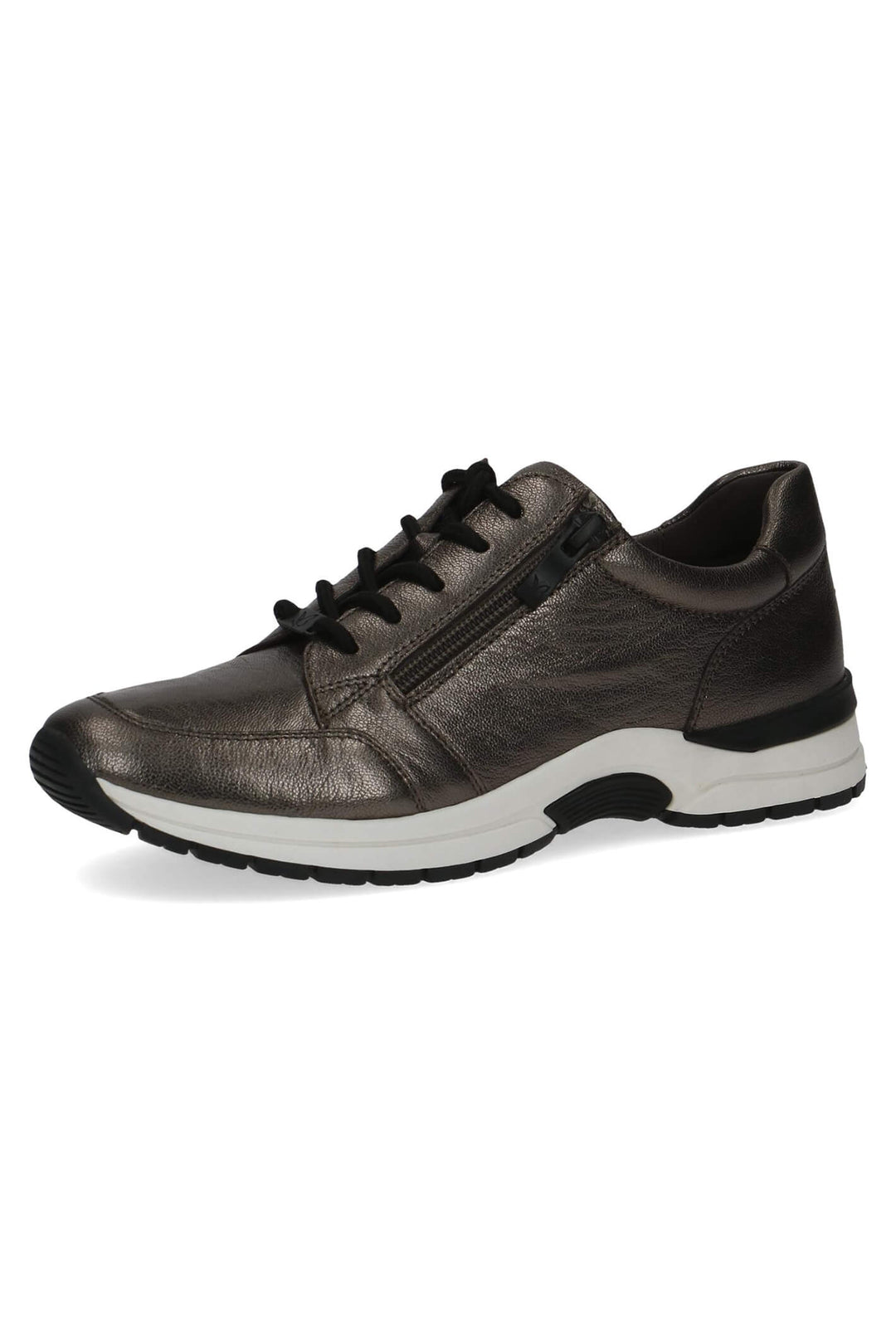 Caprice Lea 23755 Brown Piombo Metallic Leather Trainers - Experience Boutique