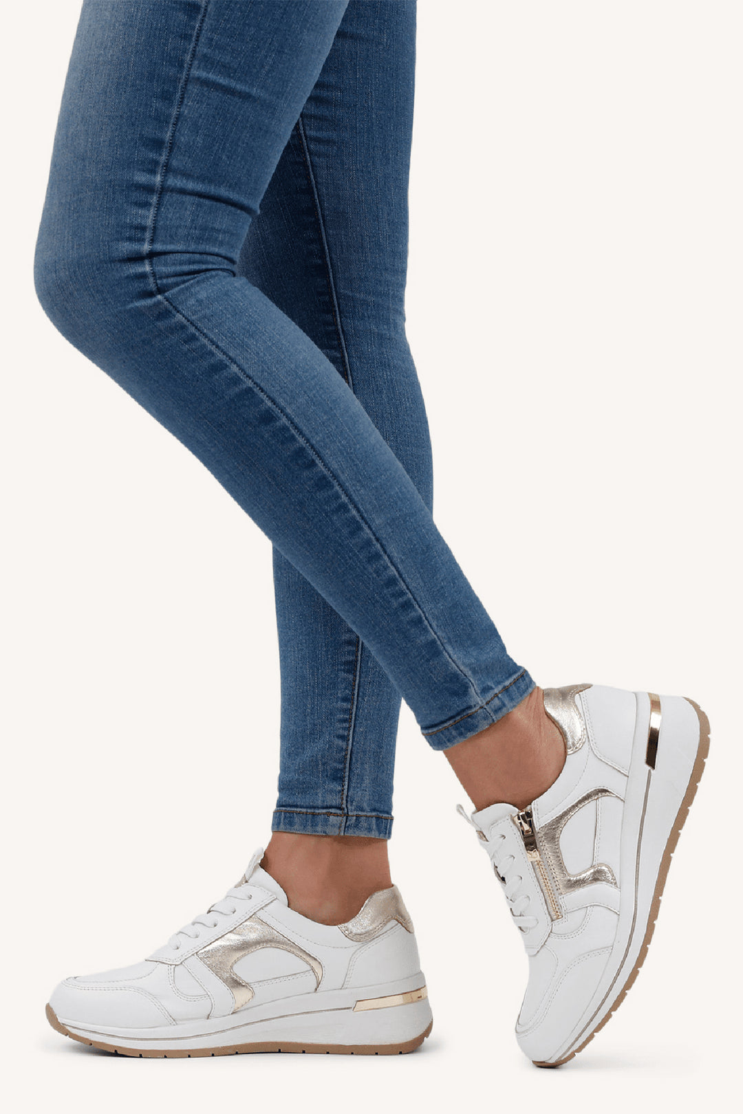 Caprice Trainers White Light Gold 9-23300-44 - Experience Boutique