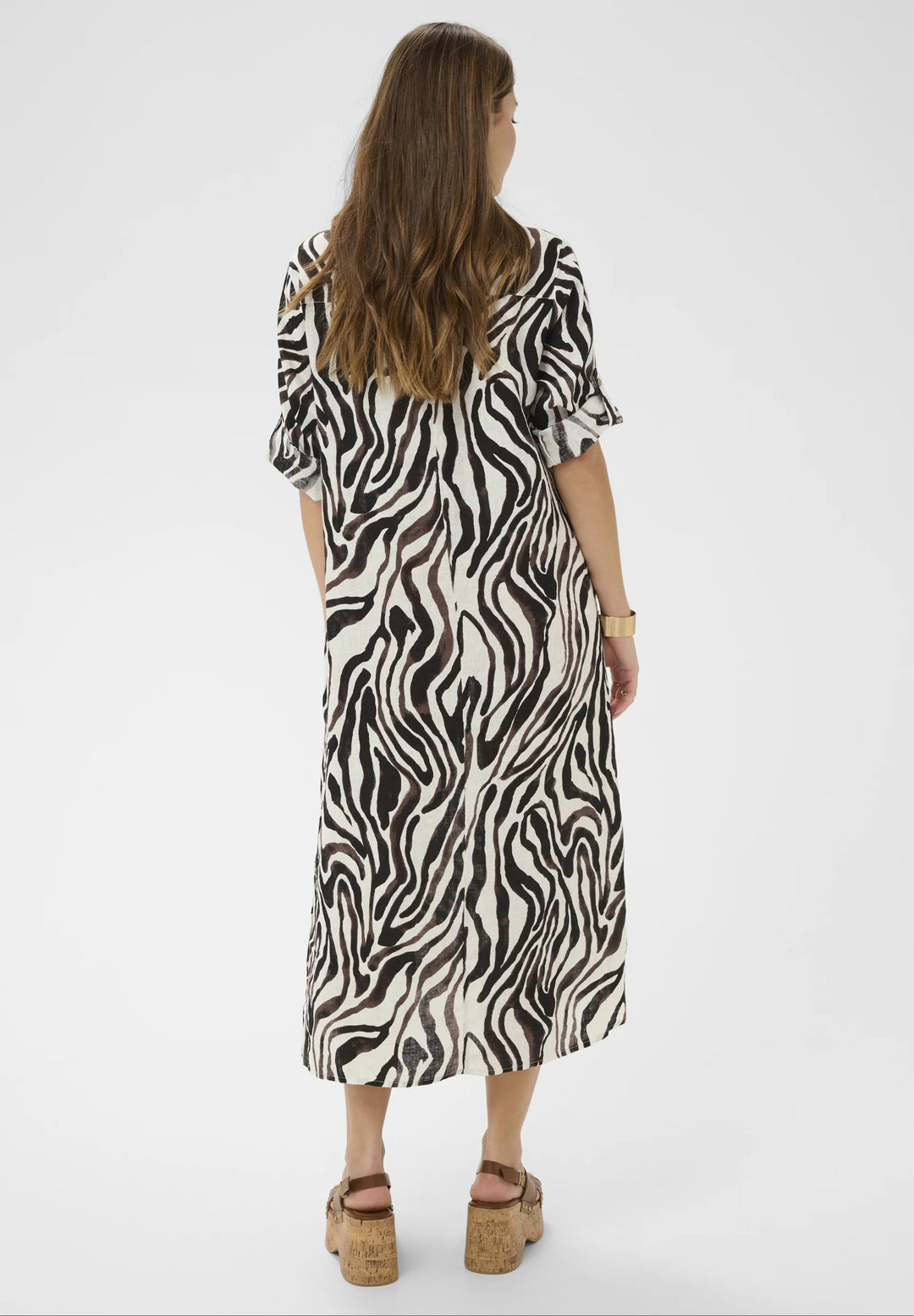 Cream Clothing CRBellis Black White Linen Caftan Dress 10611577 109051