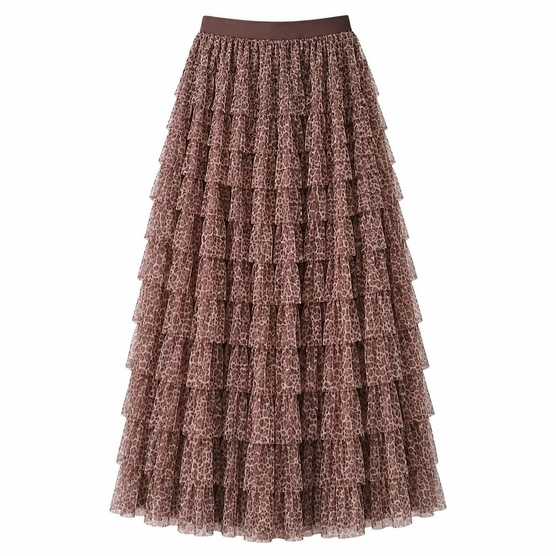 Tiered Ruffle Skirt in Leopard Print