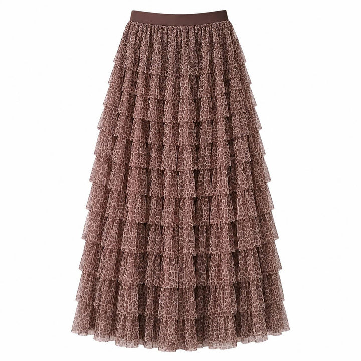 Tiered Ruffle Skirt in Leopard Print