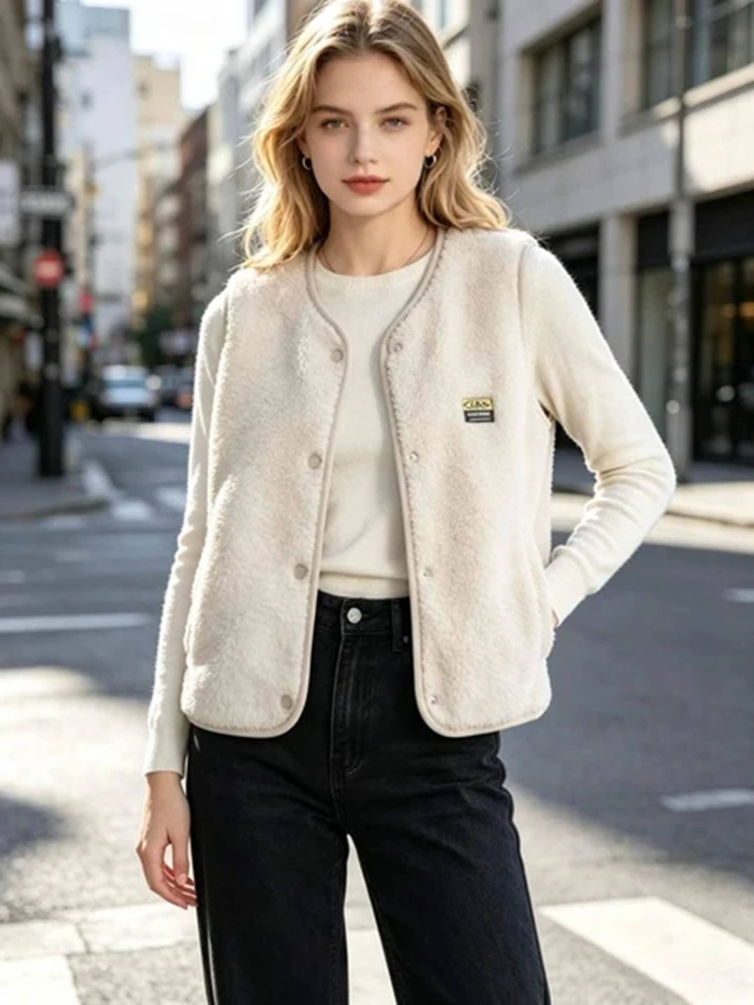 Ecru Faux Shearling Gilet