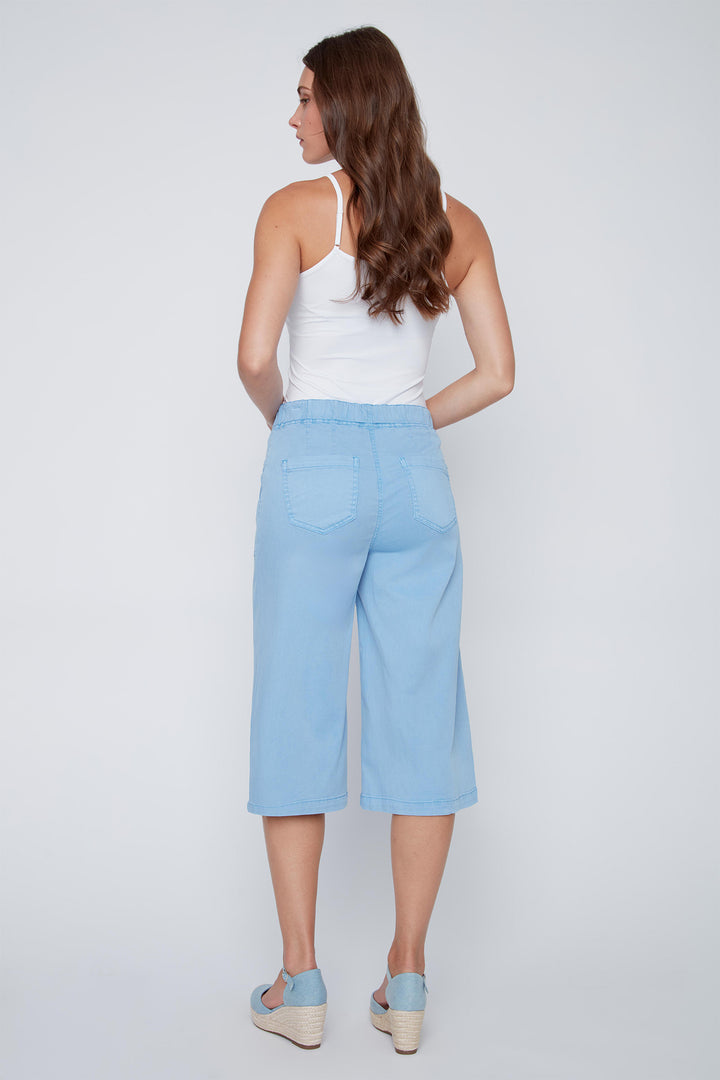 Coco Y Club 2612015 Coastal Blue Wide Leg Capri Pants