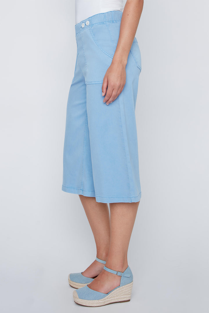 Coco Y Club 2612015 Coastal Blue Wide Leg Capri Pants