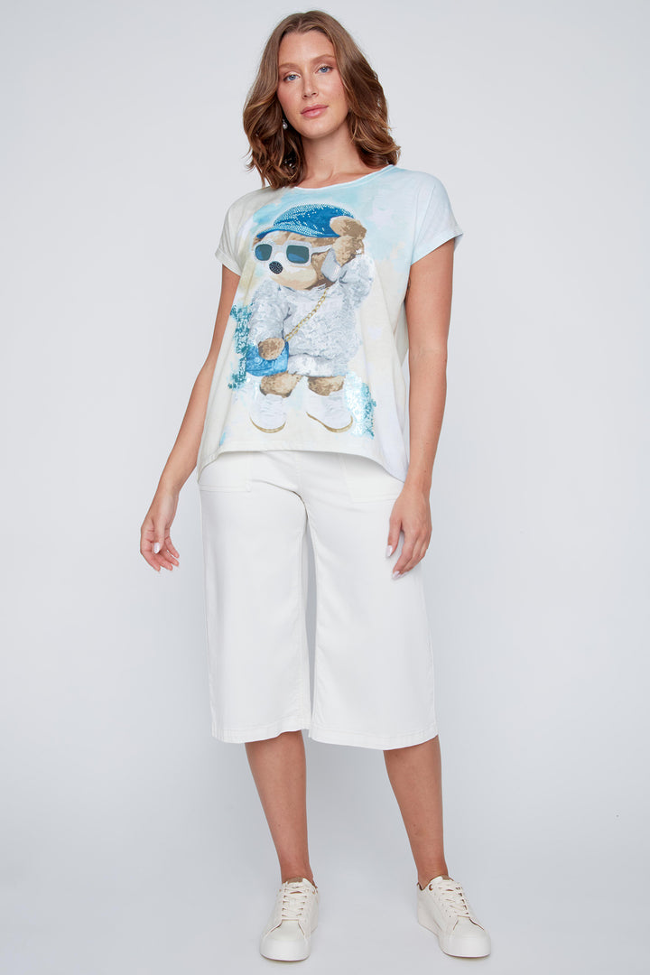 Coco Y Club 2613045 Blue Multicolour Cool Teddy Print T-Shirt
