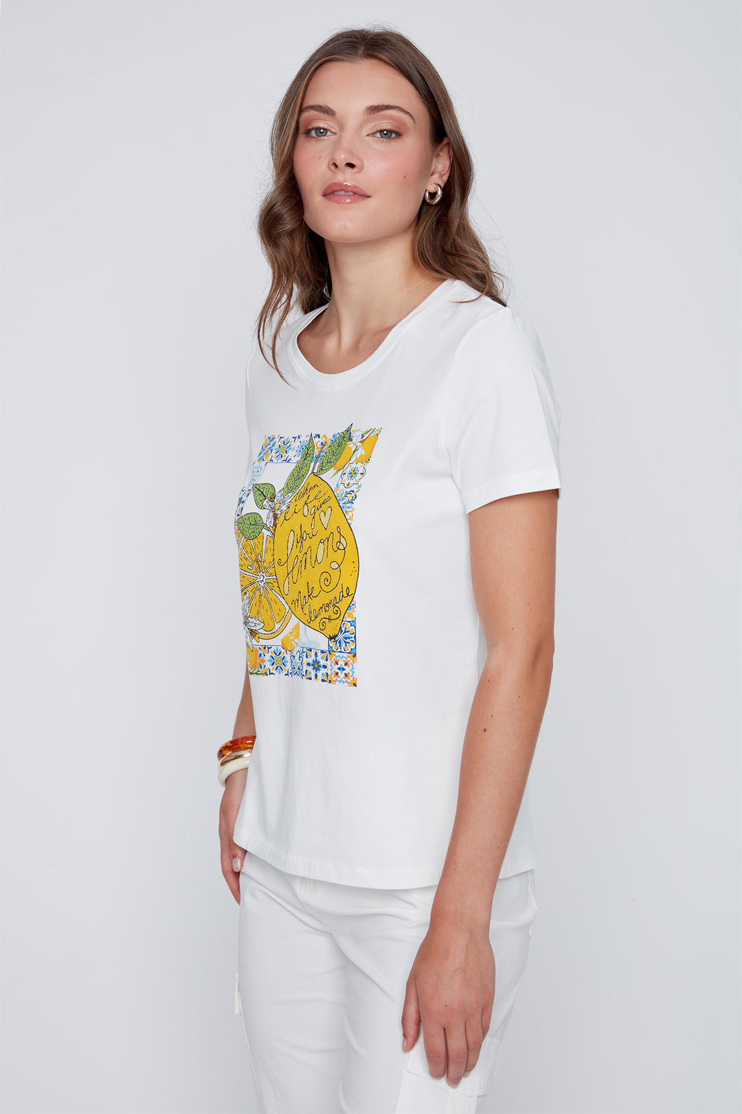 Coco Y Club 2613051 Off White Lemon Motif T-Shirt