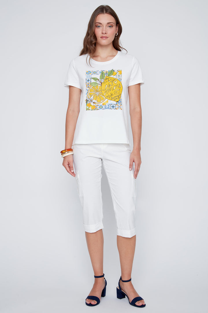 Coco Y Club 2613051 Off White Lemon Motif T-Shirt