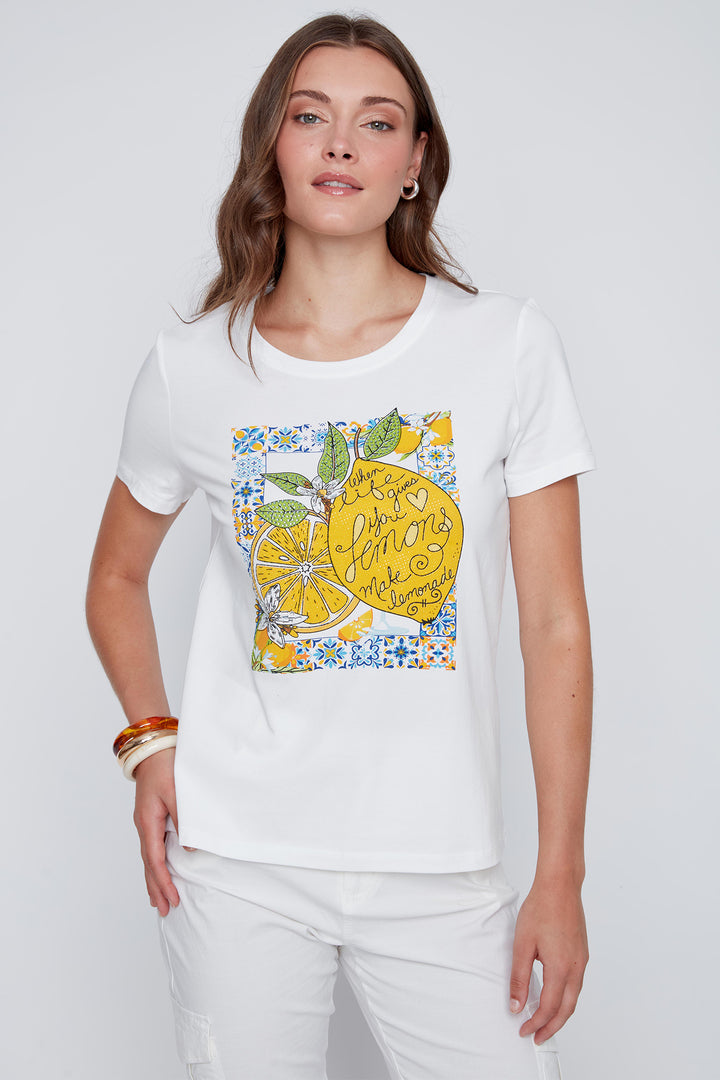 Coco Y Club 2613051 Off White Lemon Motif T-Shirt