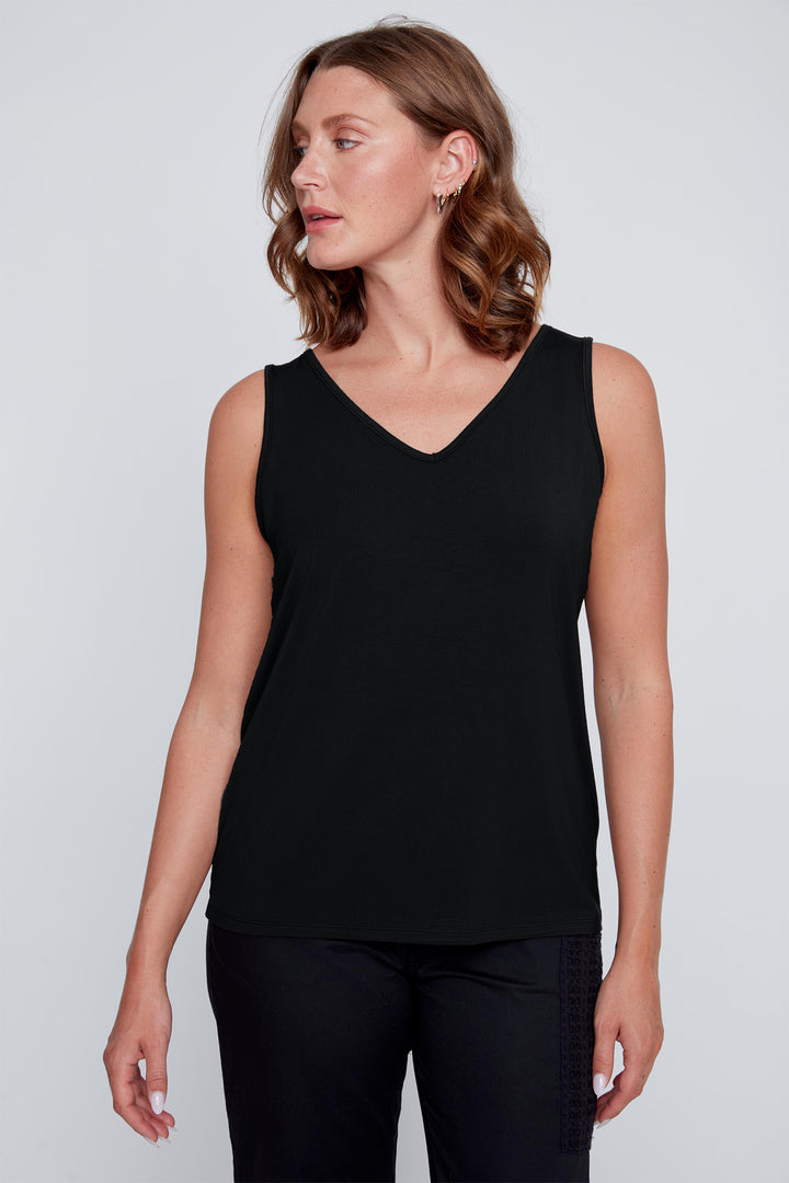 Coco Y Club 2613069 Black V-Neck Vest Top