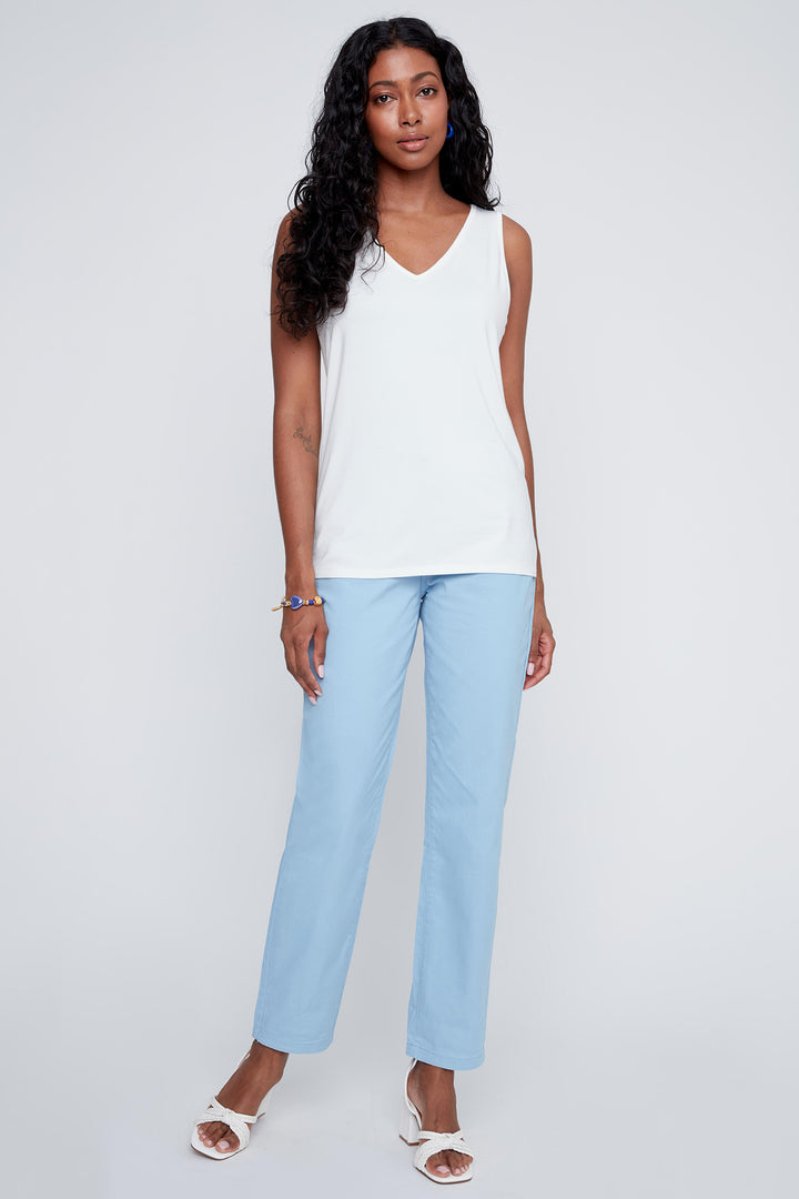 Coco Y Club 2613069 White V-Neck Vest Top