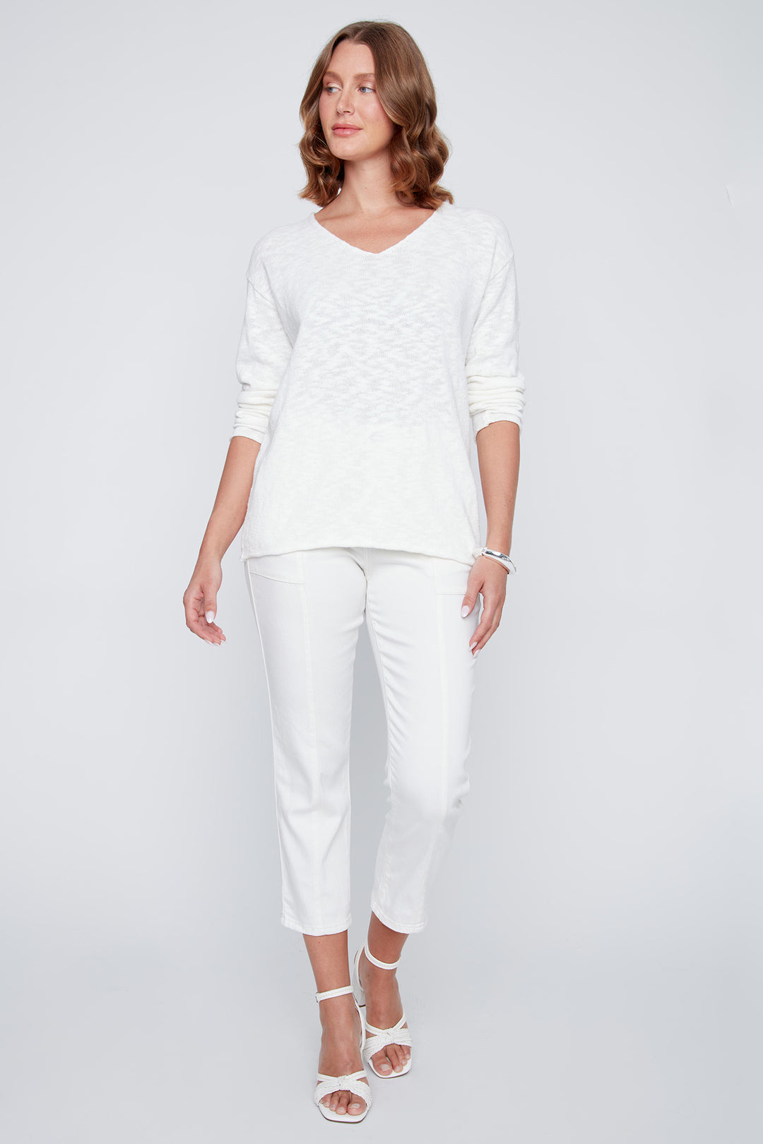 Coco Y Club 2619039 White V-Neck Jumper