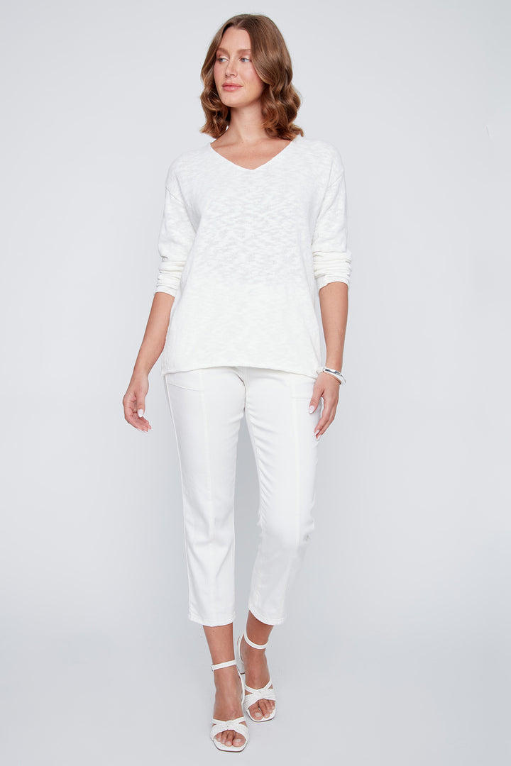 Coco Y Club 2619039 White V-Neck Jumper