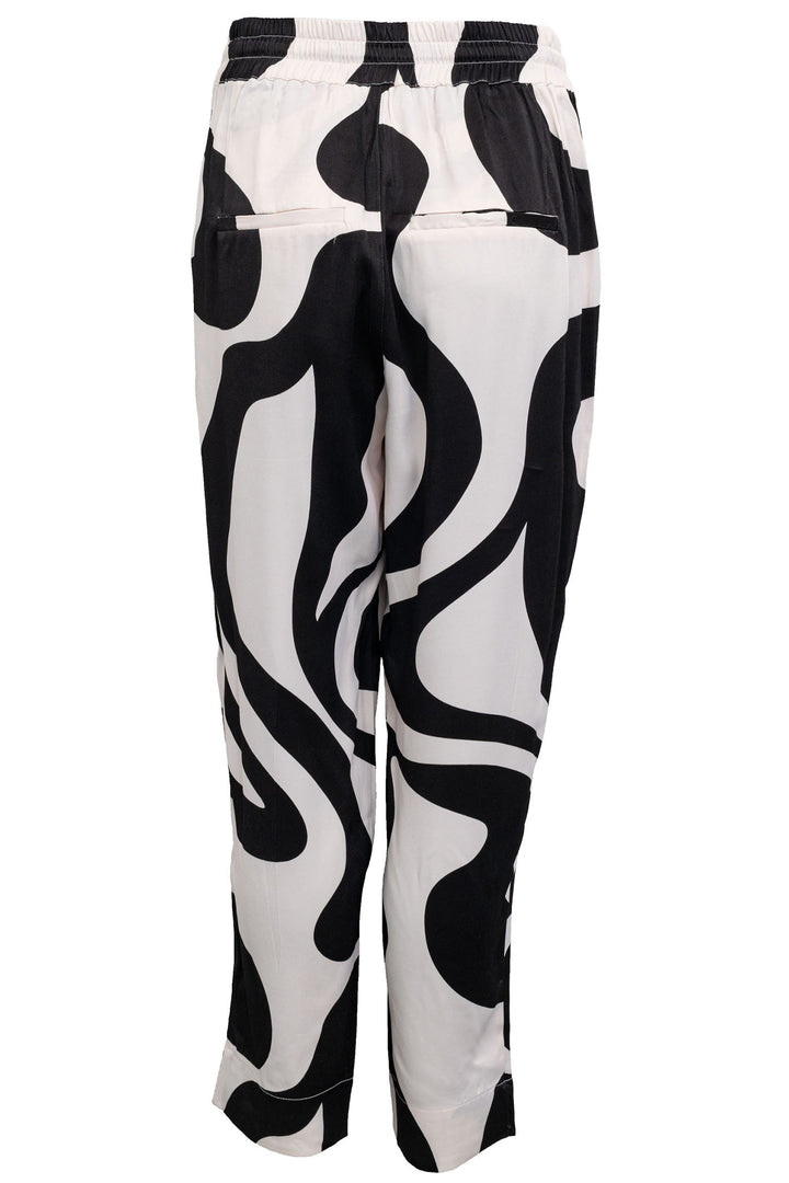 Costa Mani 2401410 Black White Monochrome Wave Nora Trousers - Experience Boutique