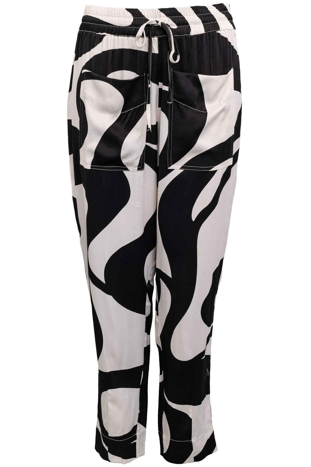 Costa Mani 2401410 Black White Monochrome Wave Nora Trousers - Experience Boutique