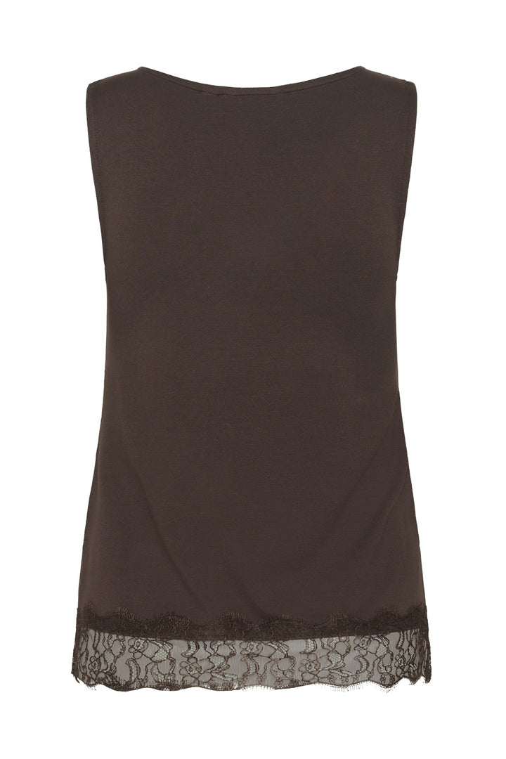 Cream Clothing CRAlvaia java brown jersey lace top, back packshot
