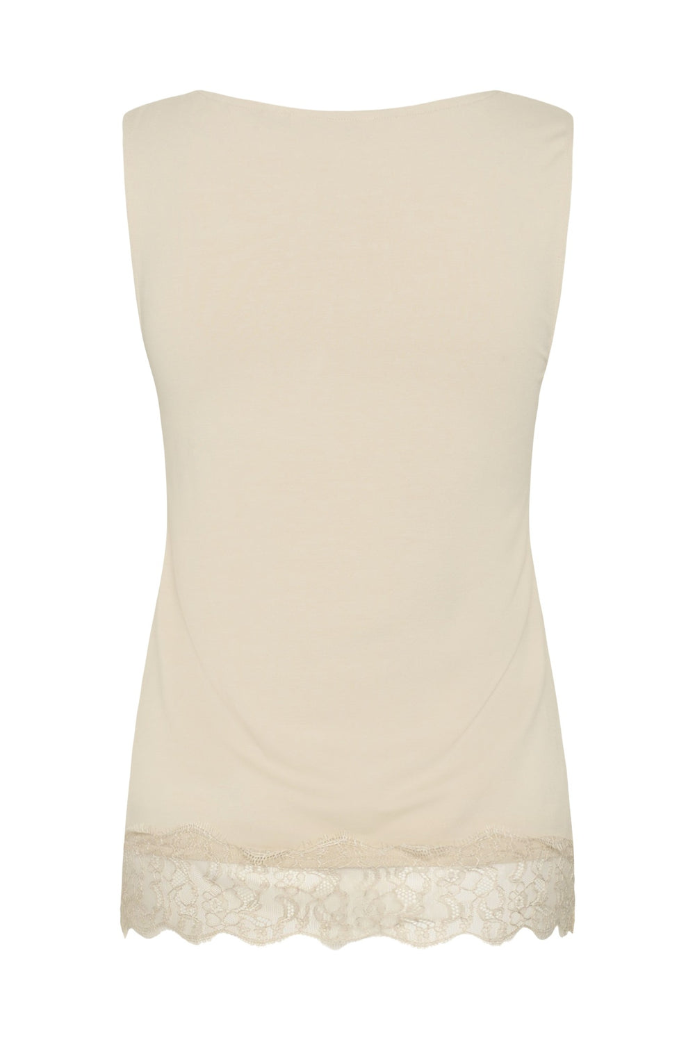 Cream Clothing CRAlvaia oatmeal beige jersey lace top, back packshot