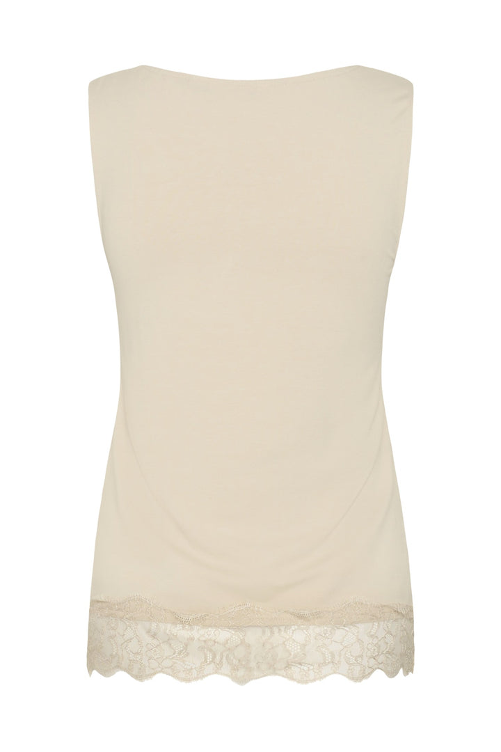 Cream Clothing CRAlvaia oatmeal beige jersey lace top, back packshot