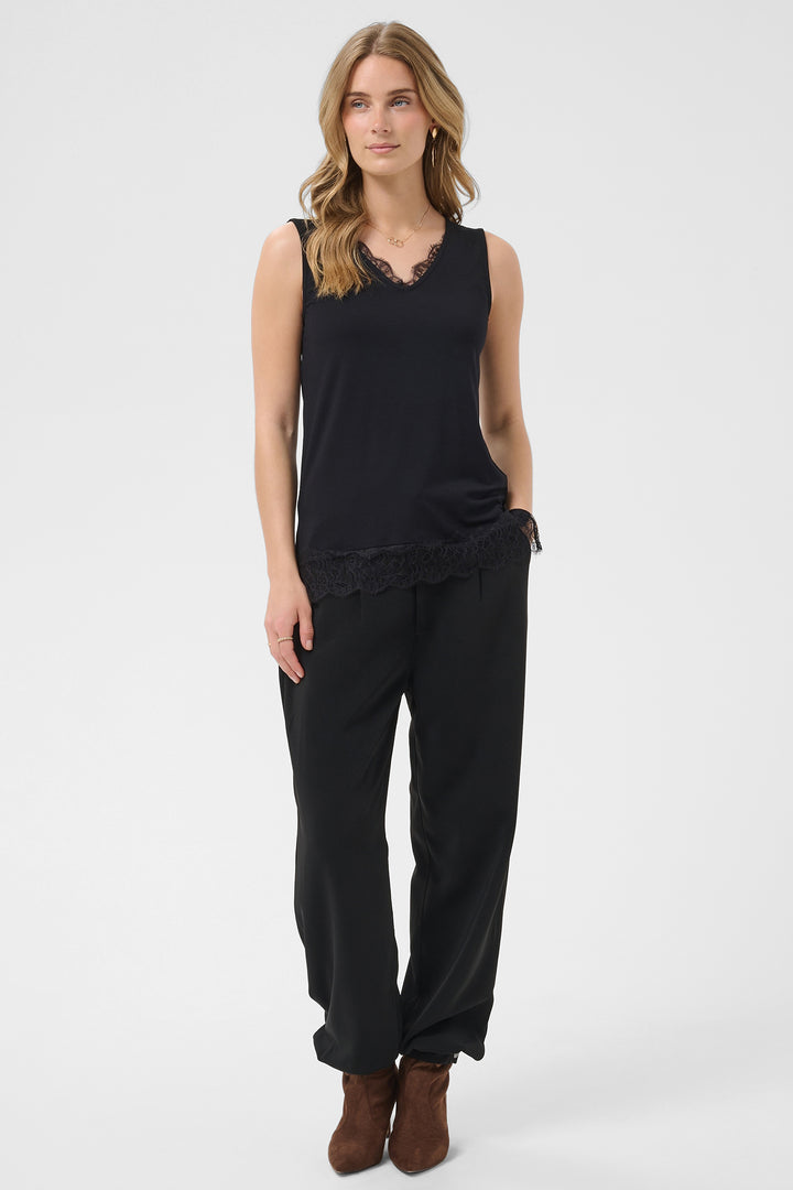 Cream Clothing CRAlvaia pitch black jersey lace top, detail view