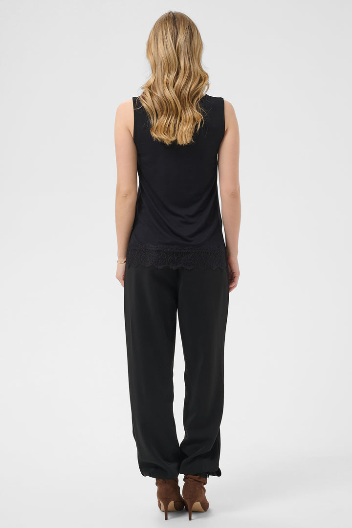 Cream Clothing CRAlvaia pitch black jersey lace top, packshot