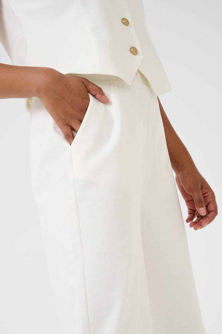 Cream Clothing CRAnett Marshmallow White Wide Leg Trousers 10612047 114300 - Experience Boutique