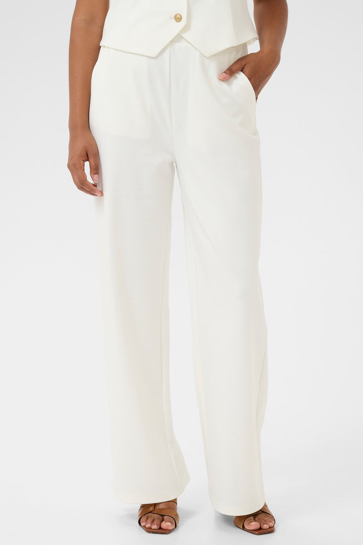 Cream Clothing CRAnett Marshmallow White Wide Leg Trousers 10612047 114300 - Experience Boutique